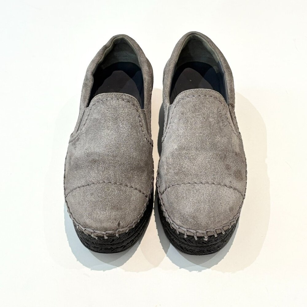 Prada Grey Suede Platform Espadrille Loafers Slip-On Shoes Size 37.5 US 7.5 - Picture 6 of 9